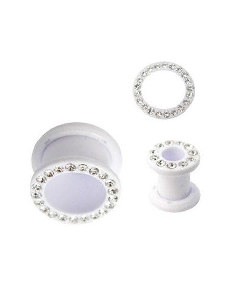 Túnel Acrílico con rosca Blanco-Joyas.