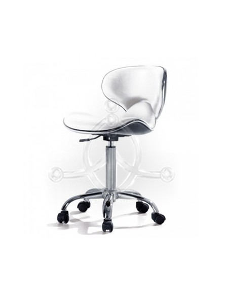 Taburete con respaldo - blanco ola