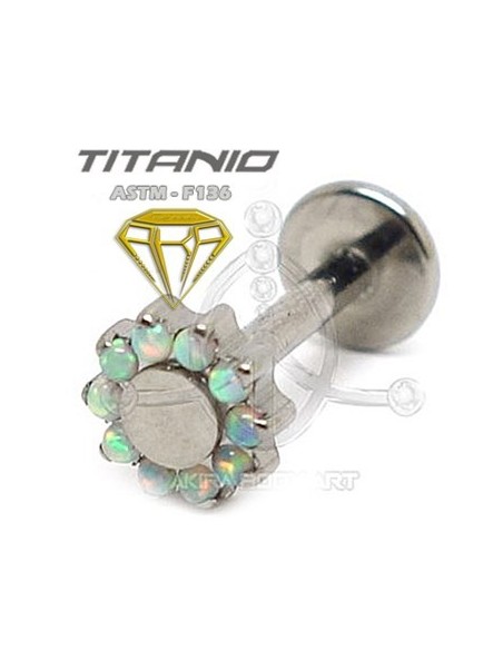 Labret titanio ROSCA INTERNA - Flor ópalo