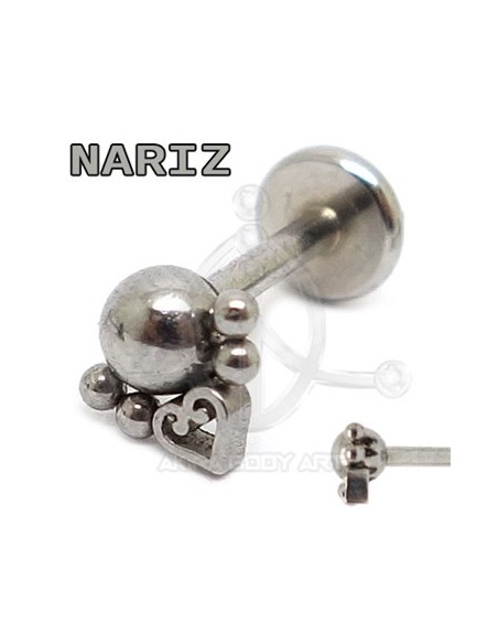 Labret Triangulo Bolas y Corazon  (Rosca interna)