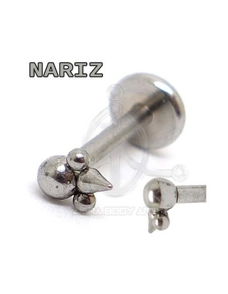 Labret Triangulo Bolas y Pincho (Rosca interna)