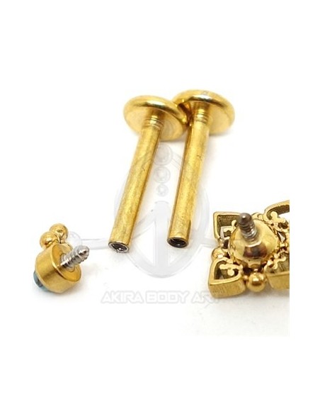 Labret Triangulo Bolas y Pincho Oro (Rosca interna)