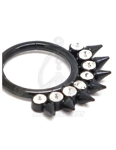 Aro Segmentado pinchos con joyas - NEGRO