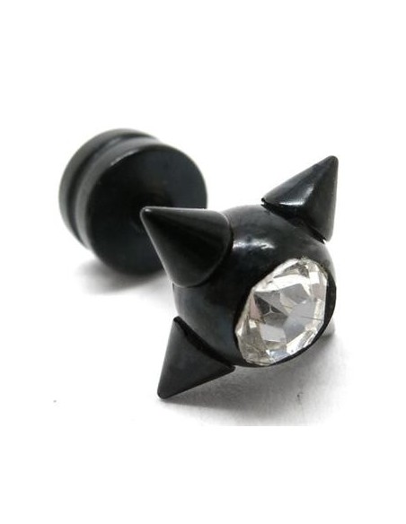 Dilatador Falso acero negro estrella con joya