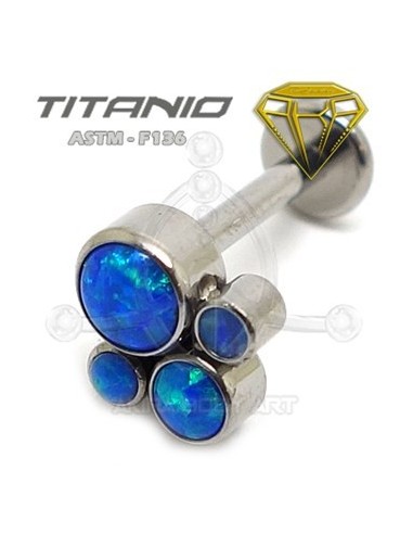 Labret Titanio 4 Ópalos Azul