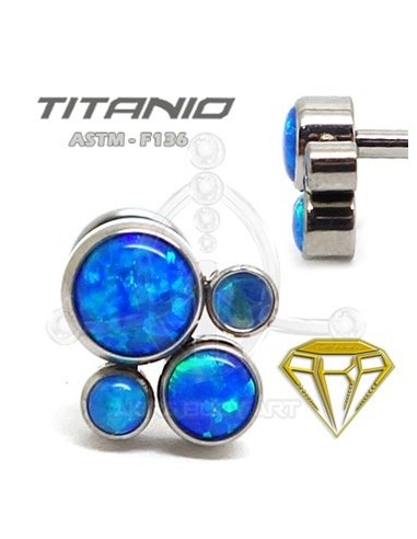 Labret Titanio 4 Ópalos Azul
