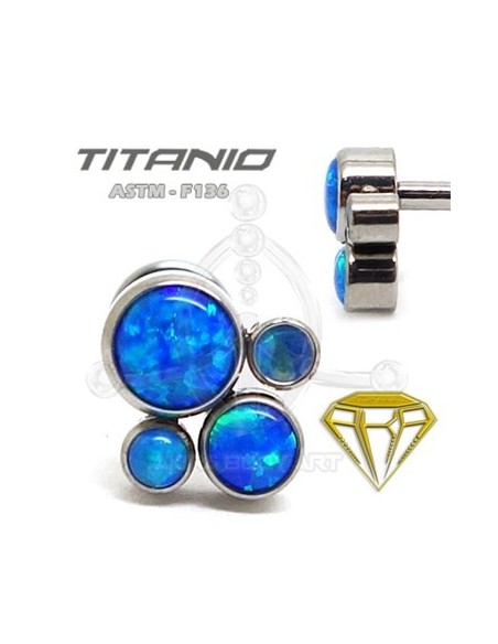 Labret Titanio 4 Ópalos Azul