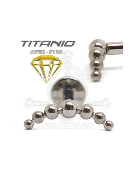Labret Luna- 7 Bolas (Titanio Rosca interna)