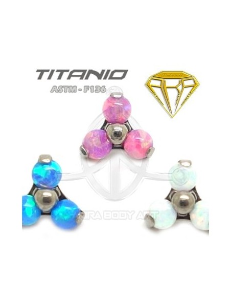 Labret TRES ÓPALOS (Titanio Rosca interna)