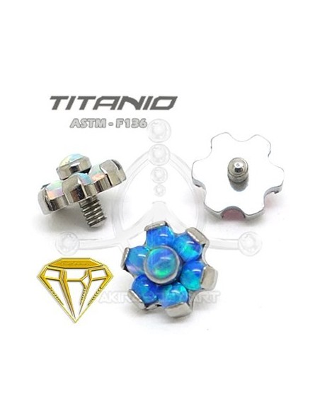 Labret FLOR ÓPALOS (Titanio Rosca interna)