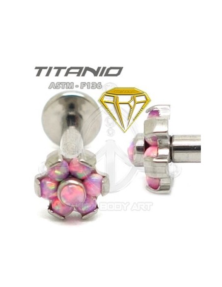 Labret FLOR ÓPALOS (Titanio Rosca interna)