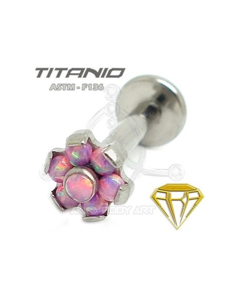Labret FLOR ÓPALOS (Titanio Rosca interna)