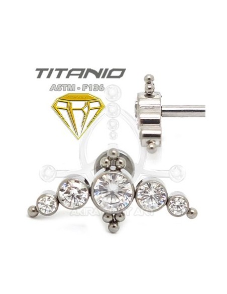 Labret LUNA DE CRISTAL con Bolas - Titanio