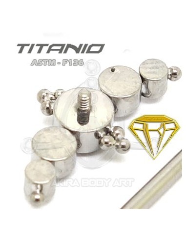 Labret LUNA DE CRISTAL con Bolas - Titanio