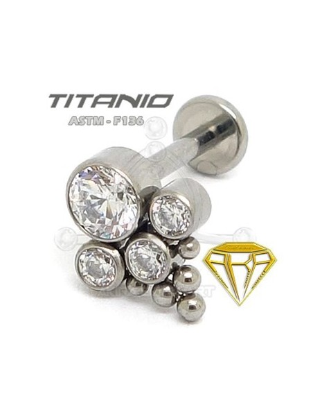 Labret 4 JOYAS con Bolas - Titanio (2)