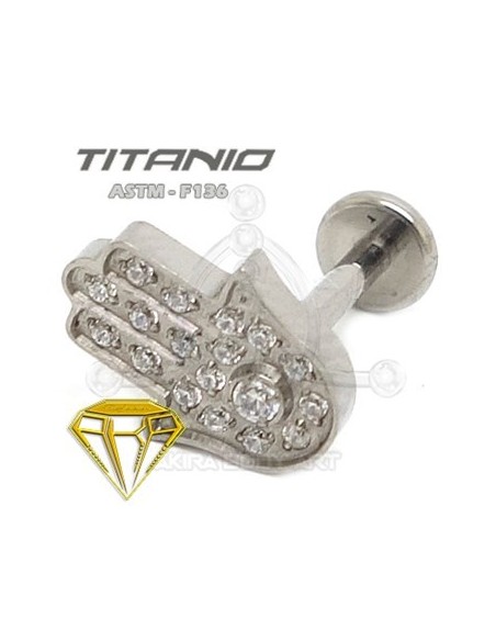 Labret MANO DE FATIMA - Titanio