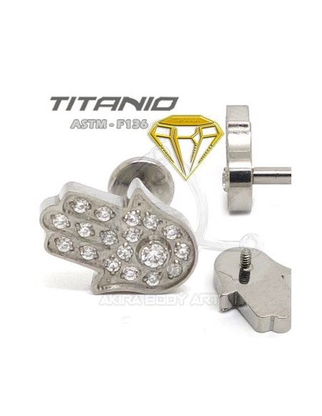 Labret MANO DE FATIMA - Titanio