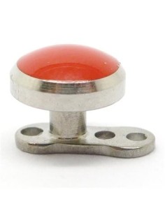 Microdermal de titanio media bola roja brillo