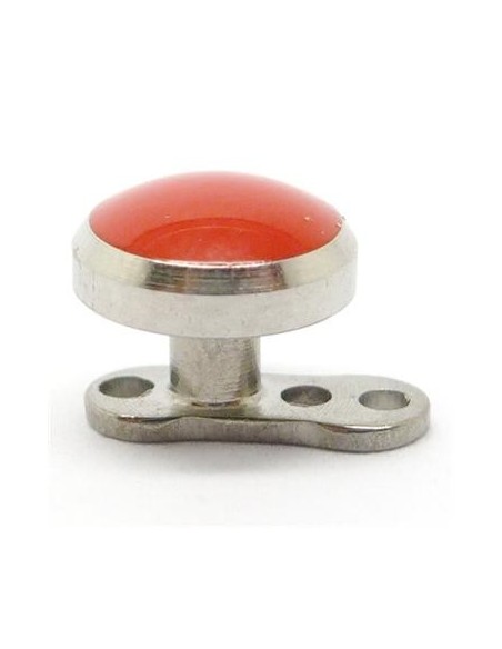 Microdermal de titanio media bola roja brillo