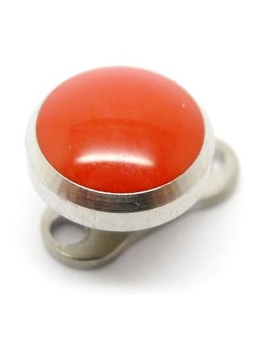 Microdermal de titanio media bola roja brillo