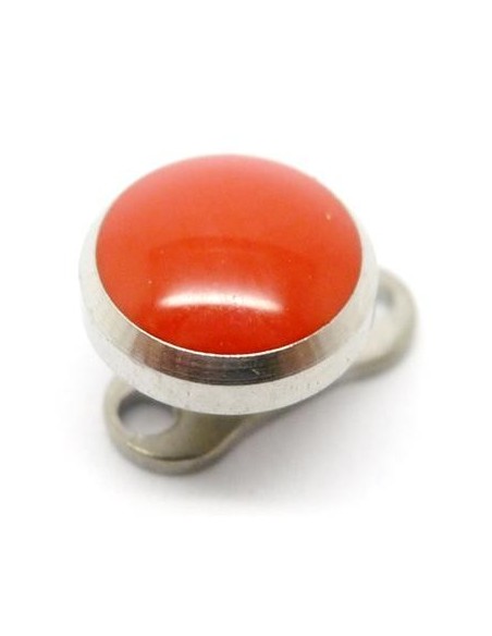 Microdermal de titanio media bola roja brillo