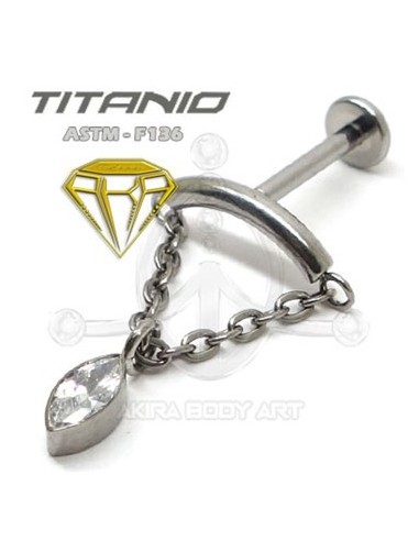 Labret barra con cadena - OJO DE CRISTAL