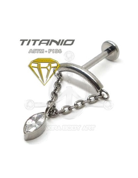 Labret barra con cadena - OJO DE CRISTAL
