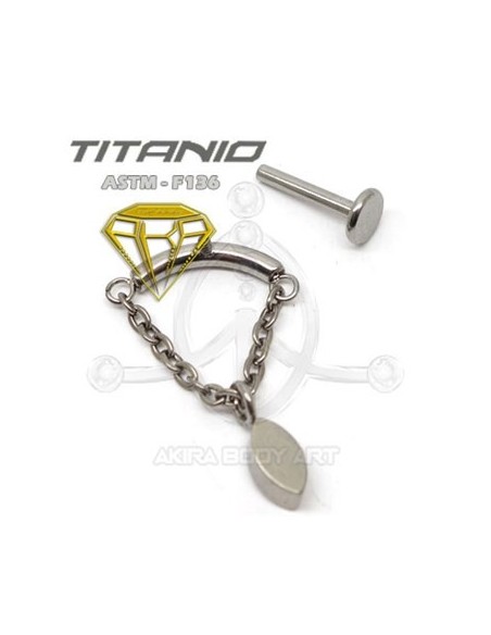 Labret barra con cadena - OJO DE CRISTAL