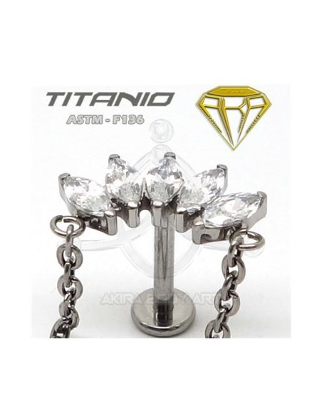 Labret corona de joyas con cadena