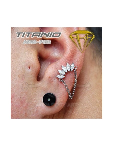 Labret corona de joyas con cadena