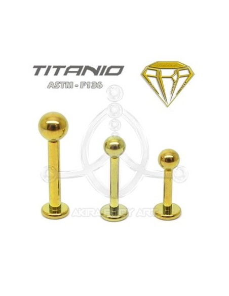 Labret Titanio. Rosca Interna - ANODIZADO ORO