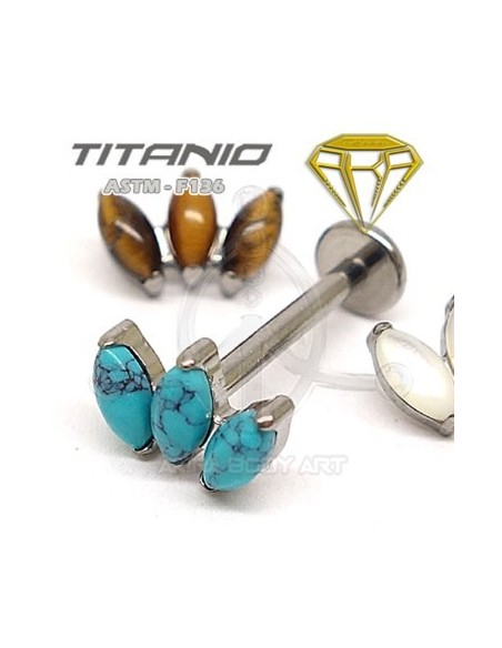 Labret 3 Pétalos - Titanio Rosca Interna