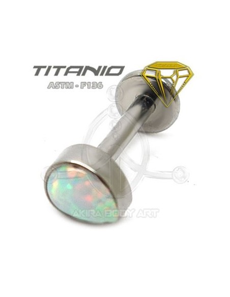 Labret Lágrima Ópalo - Titanio Rosca Interna