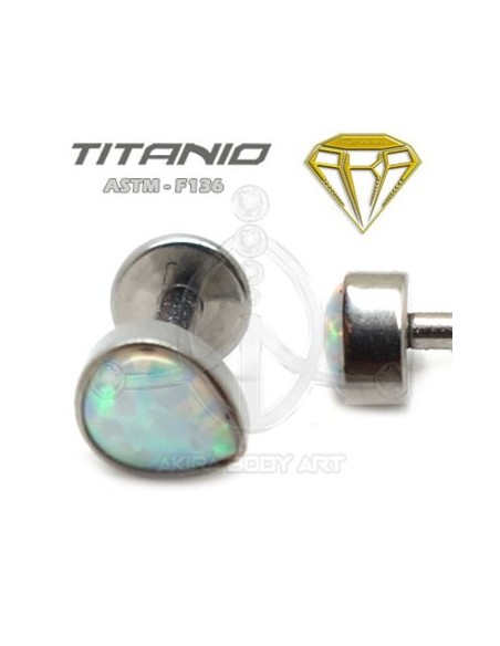 Labret Lágrima Ópalo - Titanio Rosca Interna