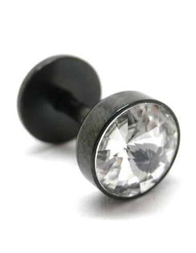 Falso dilatador bioplástico negro con joya