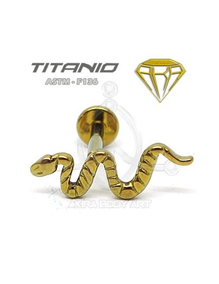 Labret Titanio - SERPIENTE (Anodizado Oro)