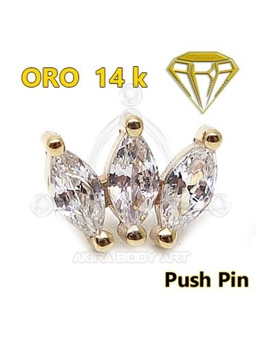Repuesto PUSH IN joya 3 Pétalos - 14K