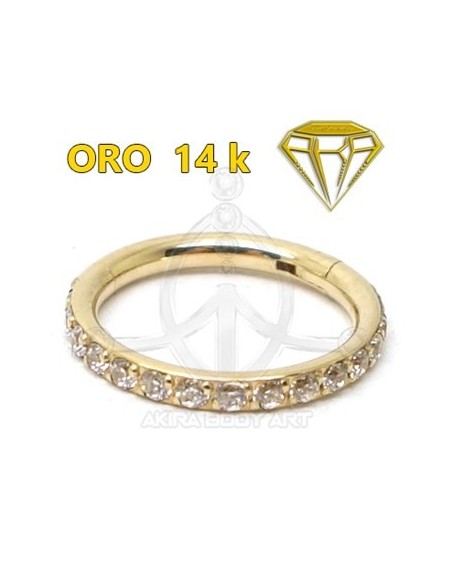 Aro Segmentado con Joyas en canto - 14K