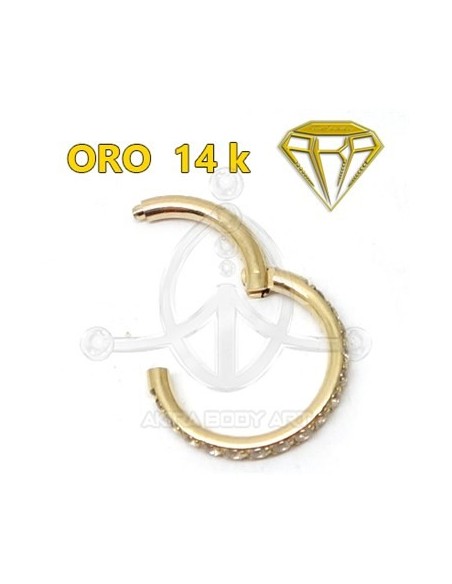 Aro Segmentado con Joyas en canto - 14K