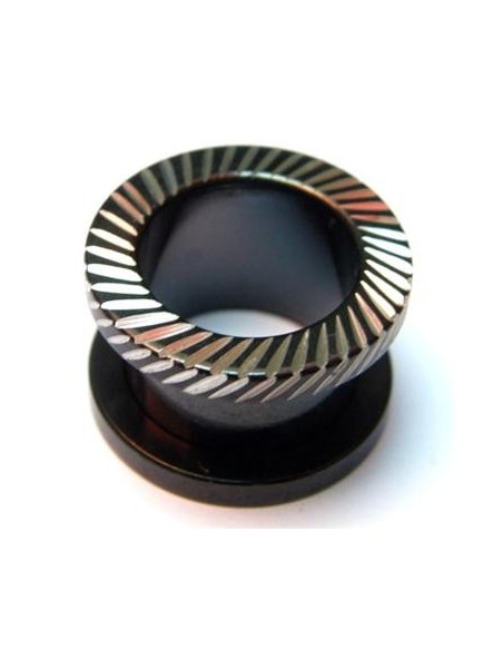 Túnel rosca acero negro rayado