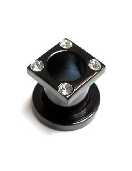 Dilatador cuadrado negro con joyas.