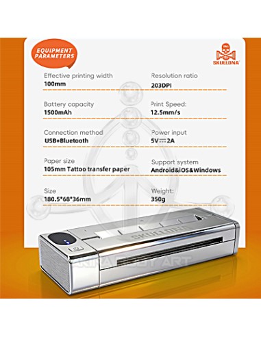 Impresora inalámbrica SKULLDNA Pocket + Papel de regalo