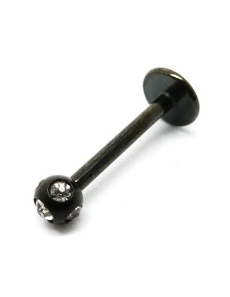 Labret con multijoya acero negro