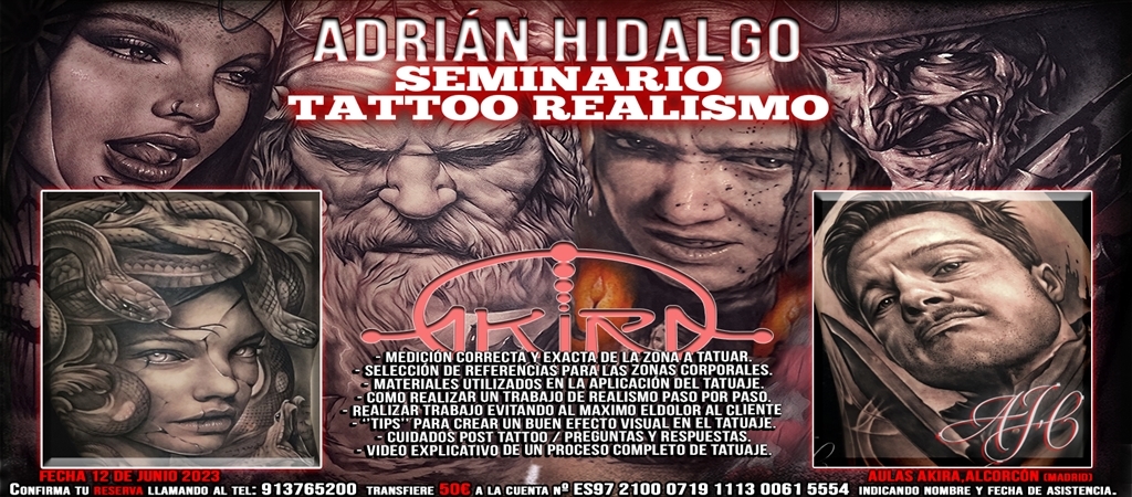 Máster-Class de Tattoo-Realismo por Adrian Hidalgo en AKIRA BODY ART 12-Junio-2023
