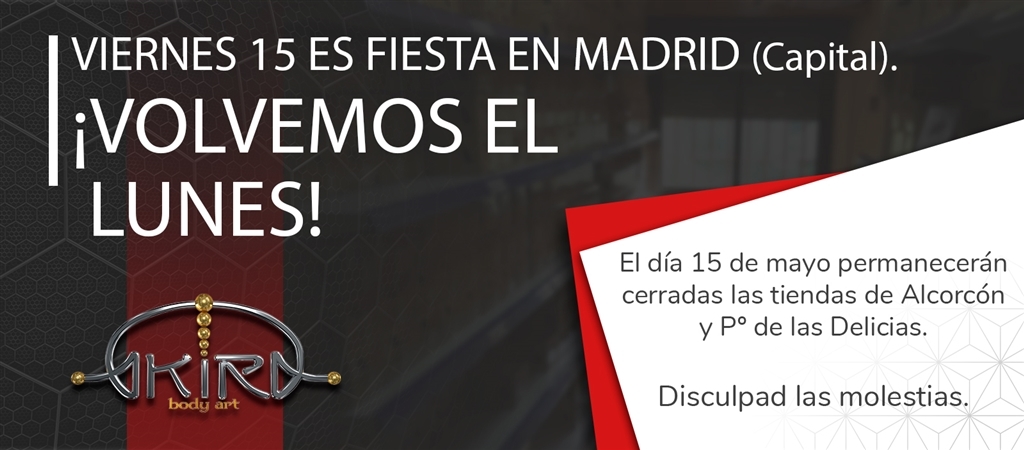 El viernes 15 de mayo es festivo en Madrid capital. Volvemos el lunes 18 de mayo.