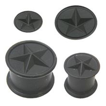 Black Flesh Plug with a Star in relief