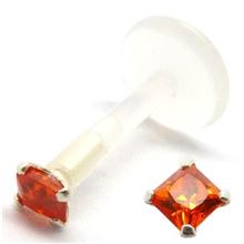 BioFlex-BioPlast Labret with squared jewel