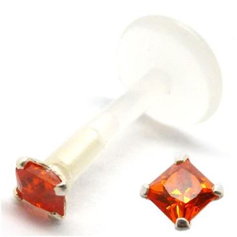 BioFlex-BioPlast Labret with squared jewel