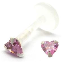 Labret Bio Plástico con corazon joya de 3 mm