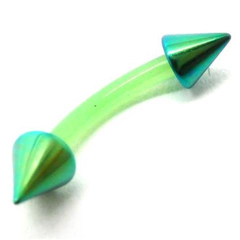 BioPlast Micro Curved Barbell with cones in Titanium